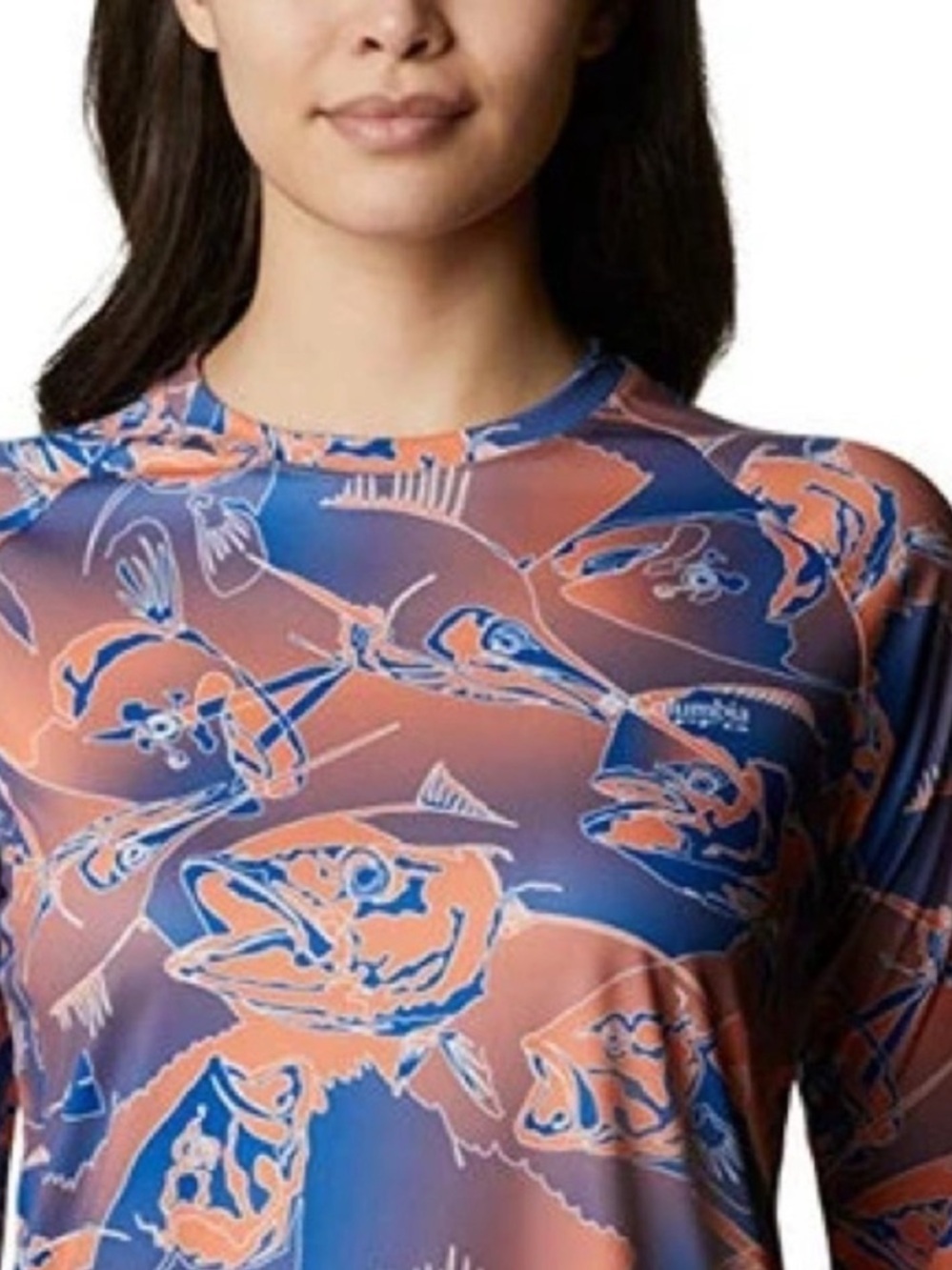 NWT COLUMBIA Tidal UPF50+ Long-Sleeve Performance Tee in Fish Print - Picture 2 of 15